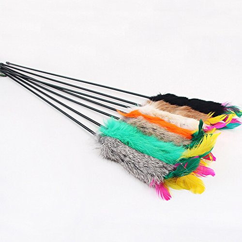 Juguete bastón de plumero con pica y pluma, para perro, gato, animal, de plástico, 55 cm