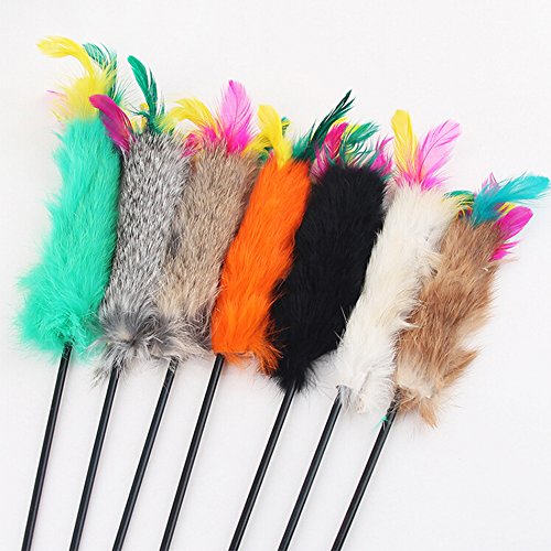 Juguete bastón de plumero con pica y pluma, para perro, gato, animal, de plástico, 55 cm