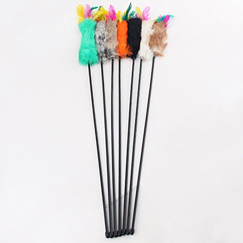 Juguete bastón de plumero con pica y pluma, para perro, gato, animal, de plástico, 55 cm