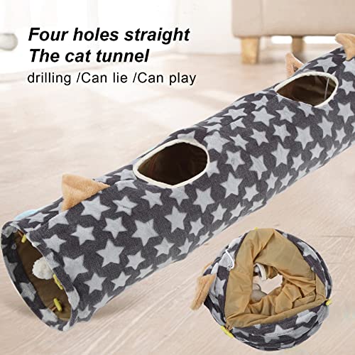 Juguete de túnel de Felpa para Gatos, Marco de Acero de Resorte Plegable para Mascotas pequeñas Oreja de Estrella