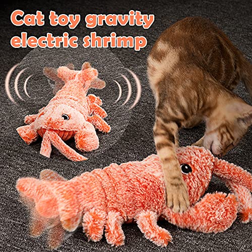 Juguete eléctrico para gatos, gambas, juguete interactivo, USB, juguete eléctrico de peluche, gamba, morder y patada, juguete eléctrico para gatos