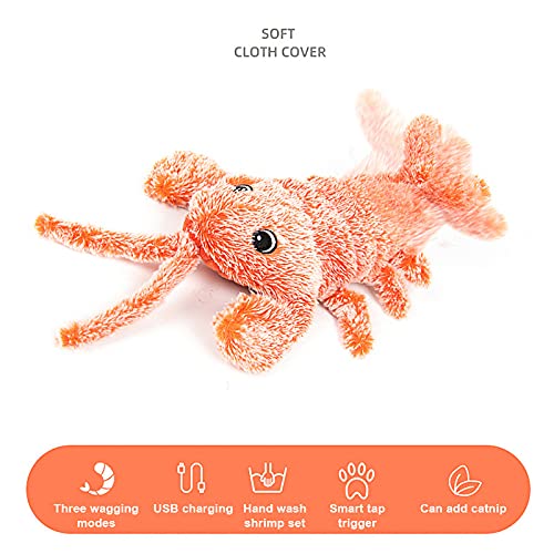 Juguete eléctrico para gatos, gambas, juguete interactivo, USB, juguete eléctrico de peluche, gamba, morder y patada, juguete eléctrico para gatos
