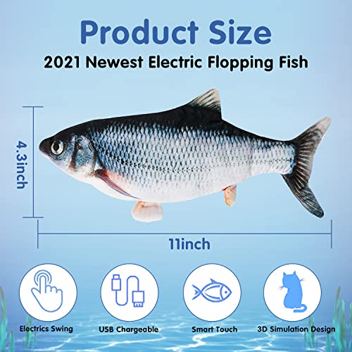 Juguete Hierba Gatera, Juguetes Pez para Gatos, Juguetes Eléctricos para Peces Catnip, Juguete Interactivo Hierba Gatera, Eléctrica Juguete Pez para Gato, Juguete Pez para Gato, Carga USB (M1)