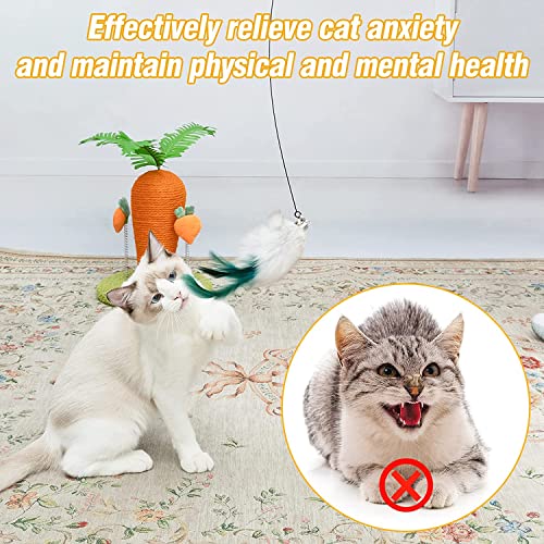 Juguete interactivo para gatos con ventosa extraíble con 10 piezas de cabeza de plumas natural, juego de campanas, varita mágica, juguete para gato (Multi-1)