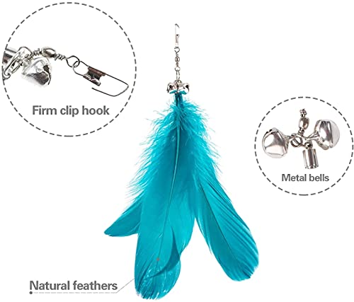 Juguete interactivo para gatos con ventosa extraíble con 8 piezas de ratón, cabeza de plumas natural, juego de campanas, varita mágica, juguete para gato (Multi-1)