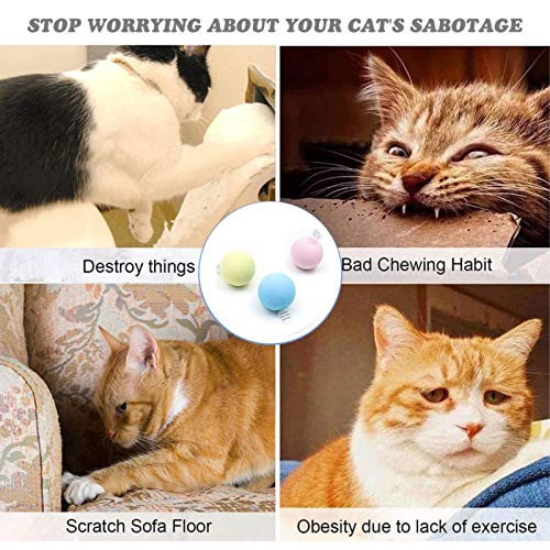 Juguete Interactivo para Gatos, Juguetes de Bolas de Fieltro de Lana para Gatos, Juguetes con Sonido automático Suministros para Mascotas, Bola de Hierba gatera Bola interactiva de Ejercicios