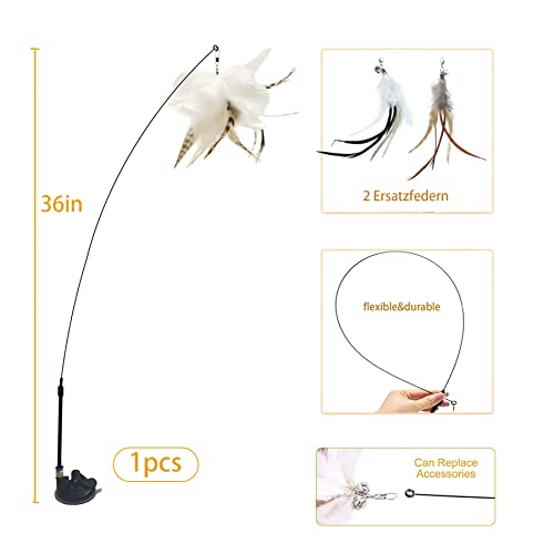 Juguete interactivo para gatos, plumas, juguete interactivo, con pluma, juguete interactivo para gatos, con ventosa, varita mágica para gatos, juguete para gatos