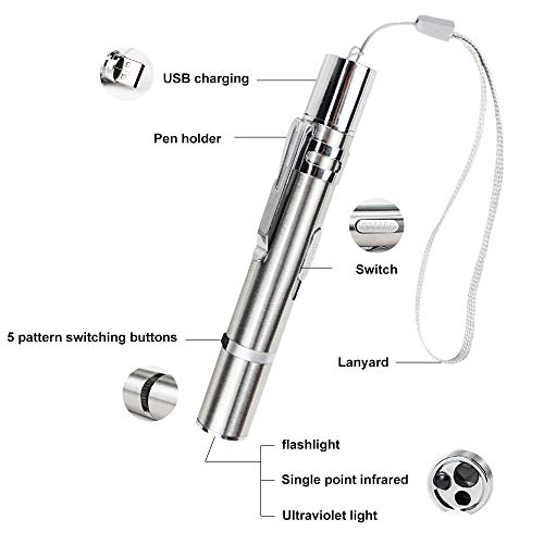 Juguete Para Gato, Varita Para Gato, Juguete Para Gatos, 7 en 1, Función De Rastreador De Gatos, Recargable Por USB, Puntero De Luz Roja, Palo Para Gato, Receptor De Un Solo Punto