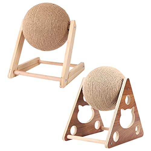 Juguete para Gatos - Bola de Cuerda de sisal Juguete para Gatos Marco de Escalada para Gatos Juguete para Mascotas Juego Interactivo Herramienta para rascar Estante de Madera para Muebles de Interior