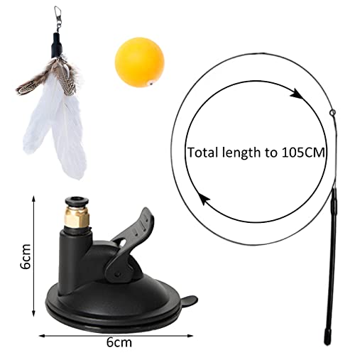 Juguete para Gatos Interactivos simyron Juguetes con Plumas para Gatos con Campana y Ventosa, Juguetes para Gatos Interactivos Varita para Gato Jugar Solo Juguetes Interior Gatitos