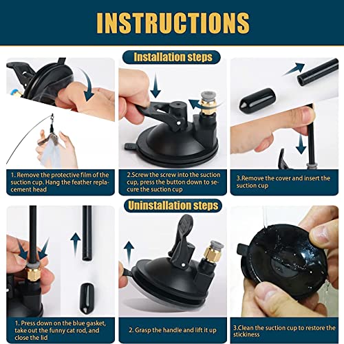 Juguete para Gatos Interactivos simyron Juguetes con Plumas para Gatos con Campana y Ventosa, Juguetes para Gatos Interactivos Varita para Gato Jugar Solo Juguetes Interior Gatitos