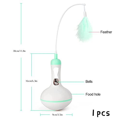 Juguete para Gatos Interactivos,Juguete de la Pluma del Gato con la Campana,Juguete Divertido para Gatitos con Campana,Juguete de Pluma para Gatitos,Juguete Gatos con Plumas Giratoria (Verde)