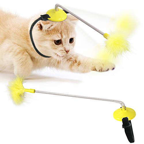 Juguete para gatos y gatos divertidos juguetes con collar, dispensador de alimentos, plato giratorio con 2 bolas, juguetes para gatitos interactivos YALAOBAN (juego)
