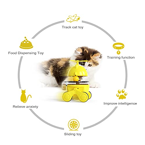 Juguete para gatos y gatos divertidos juguetes con collar, dispensador de alimentos, plato giratorio con 2 bolas, juguetes para gatitos interactivos YALAOBAN (juego)