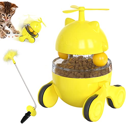 Juguete para gatos y gatos divertidos juguetes con collar, dispensador de alimentos, plato giratorio con 2 bolas, juguetes para gatitos interactivos YALAOBAN (juego)