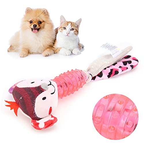 Juguete para masticar mascotas, juguete de entrenamiento de molares para mascotas, juguete de entrenamiento de molares de felpa con forma de cabeza de animal chirriante, para gatos y perros(rojo)