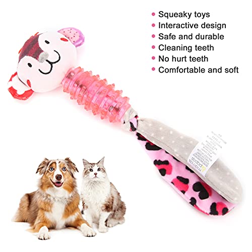 Juguete para masticar mascotas, juguete de entrenamiento de molares para mascotas, juguete de entrenamiento de molares de felpa con forma de cabeza de animal chirriante, para gatos y perros(rojo)