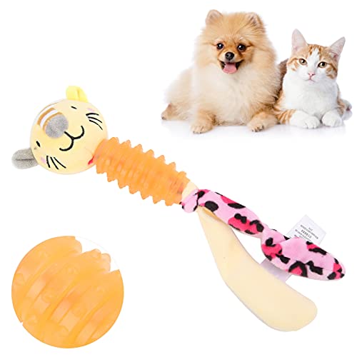 Juguete para Masticar Mascotas, Seguro Y Saludable para Usar el Juguete para Mascotas con Forma de Cabeza de Animal Reduce la Ansiedad Y el Aburrimiento. Portátil Y Ligero para Perros(Tigre amarillo)