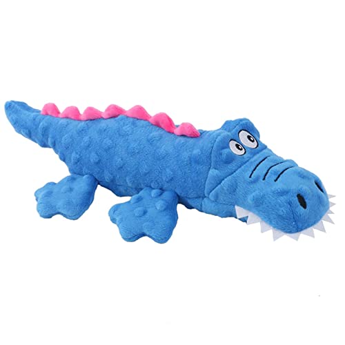 Juguete para morder para perros, multicolor, de algodón y polipropileno, con forma de cocodrilo, juguete para cachorro, azul, verde, morado (37 cm x 19 cm)