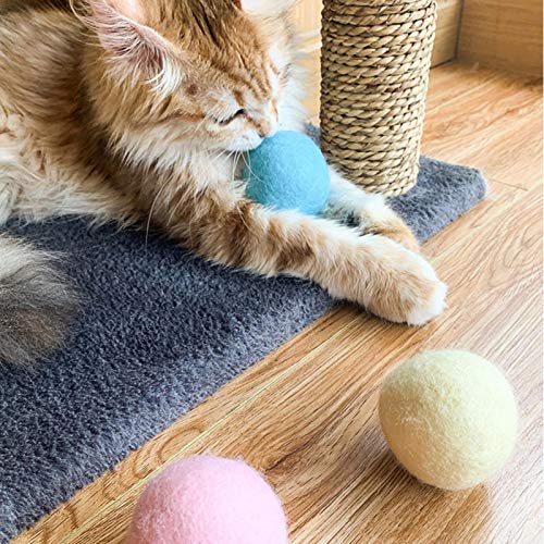 Juguetes de bola de fieltro de lana para gatos y gatitos, juguetes de bola de sondeo de animales de simulación, bolas de lana de gato ecológicas coloridas hechas a mano