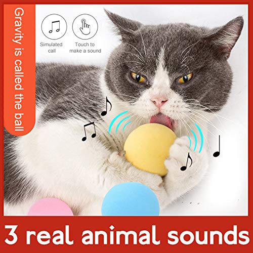 Juguetes de Bolas de Lana para Gatos y Gatitos, Nuevos Suministros para Mascotas Bola de Gravedad, Juguetes para Gatos Que Llaman Insectos, Sonido de Bolas de Lana