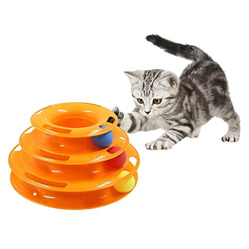 Juguetes for mascotas - Formación bola del juguete del gato de tres capas gato del animal doméstico Torre juguete de la pista del disco Gato Intelectual Entretenimiento Triple Pay reproducción de un d