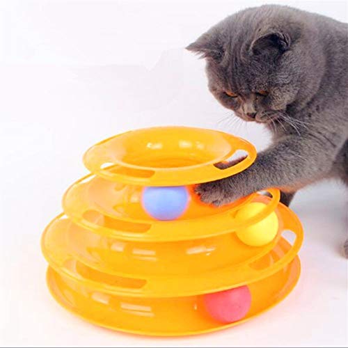 Juguetes for mascotas - Formación bola del juguete del gato de tres capas gato del animal doméstico Torre juguete de la pista del disco Gato Intelectual Entretenimiento Triple Pay reproducción de un d