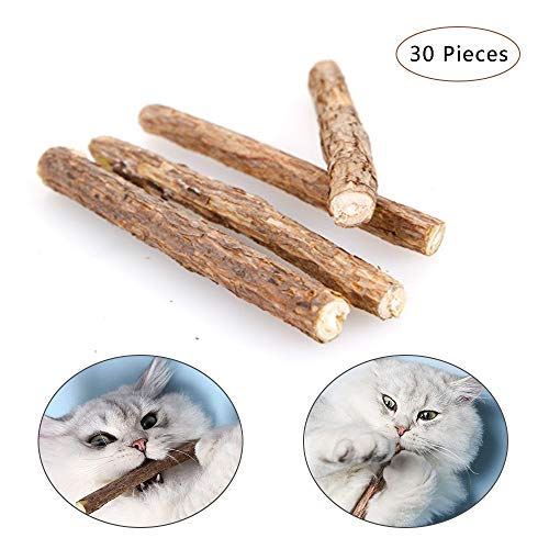 Juguetes Hierba Gatera para Gato, 30 Piezas Juguetes Orgánicos Hierba Gatera, Palitos para Masticar Gato, Palitos para Masticar Gato, para Gatito Tratamiento Dental Limpieza Dientes Molares Juguete