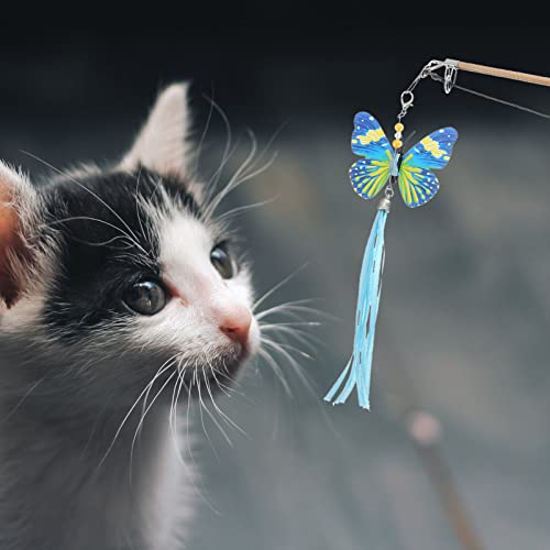 Juguetes Interactivos de Gato de Gato: Juego de Juguete de Varilla de Gato Retráctil con Borla de Mariposa para Gatito Gato Que Se Divierte Jugando Regalos