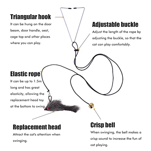 Juguetes interactivos de plumas para gatos, juguete para gatos con puerta colgante, juguete retráctil para gatos, ratón de cuerda, juguetes divertidos para gatos, juguetes para que los gatitos