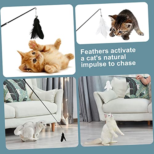 Juguetes Interactivos para Gatos, Juguete para Gatos Y Gatitos con Plumas Varita Interactiva para Gatos
