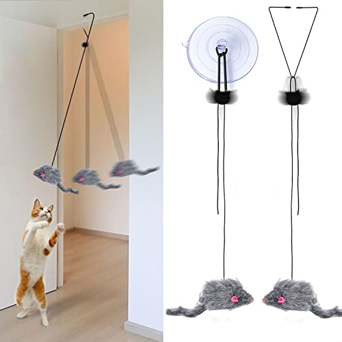 Juguetes para Gatos Interactivos,Juguete de gato para colgar la puerta, ratones interactivos de juguete para gatos, juguete para gatos de interior,2 Piezas