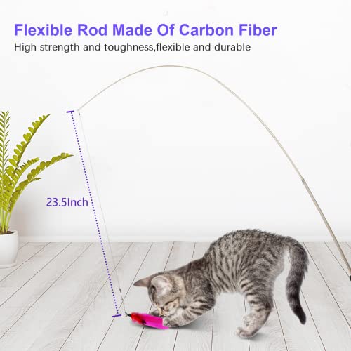 Juguetes para Gatos Juguete Gatito Retráctiles Varita de gato Juguetes Teaser con Campana Recargas Juguete Pluma de Gato Interactivos para Interior Gatito Ejercicio