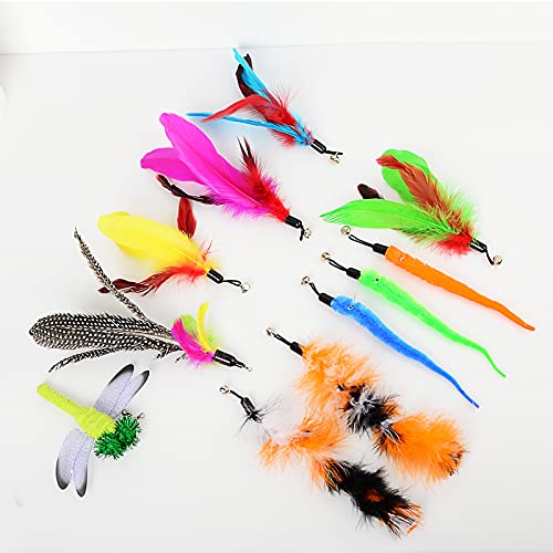 Juguetes para Gatos Juguete Gatito Retráctiles Varita de gato Juguetes Teaser con Campana Recargas Juguete Pluma de Gato Interactivos para Interior Gatito Ejercicio
