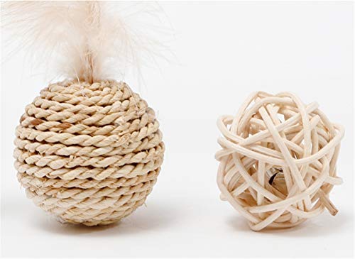 Juguetes para Gatos, Juguetes para Mascotas, Pelotas de ratán Que suenan, Pelotas de Juguete de Plumas, Pelotas de ratán para Gatos, Juguetes Activos para Gatos