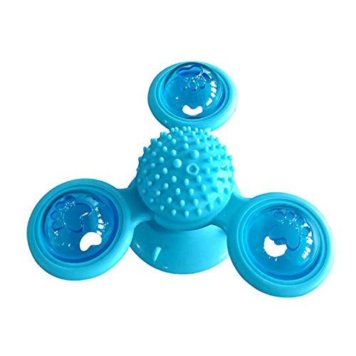 Juguetes para Gatos - Molino de Viento Giratorio Interactivo Carrusel de Juguete Carrusel Interactivo con Ventosa Juguetes para Gatos (Azul)