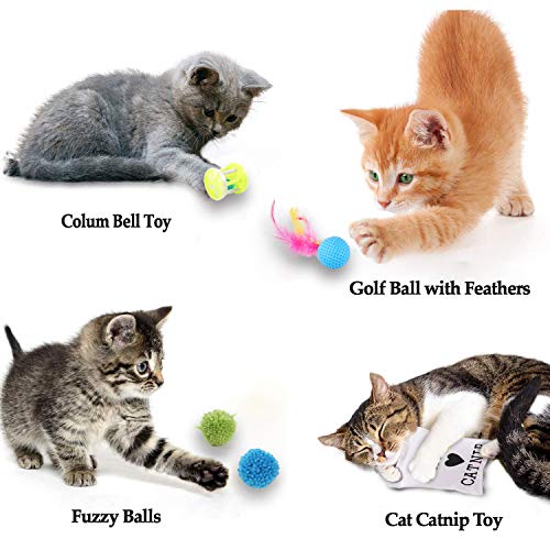 Juguetes para gatos para gatos de interior - 20 piezas de juguetes para gatitos surtidos con túneles para gatos, bolas, plumas, varitas, ratón, hierba gatera, juguetes para gatos, juguetes interactivo