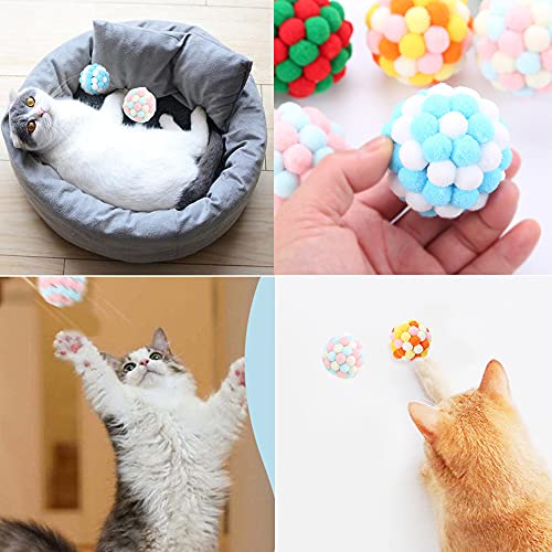 Juguetes para Gatos Pelotas, 12PCS Bolas para Gatos con Campana, Juguetes Coloridos para Gatos para Interiores, Pelotas de Peluche para Gato, Juguetes interactivos para Gatos Pelotas(Color Aleatorio)