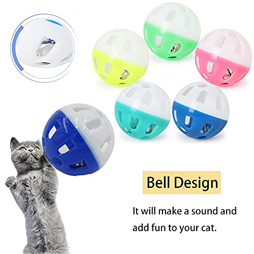Juguetes para Gatos Pelotas, 12PCS Bolas para Gatos con Campana, Juguetes Coloridos para Gatos para Interiores, Pelotas de Peluche para Gato, Juguetes interactivos para Gatos Pelotas(Color Aleatorio)