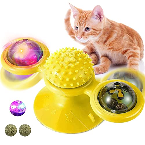 Juguetes para gatos,Juguete para gatos Molino giratorio Juguete para gatos Rascarse Cosquillas Cepillo para el cabello Accesorios para mascotas Juego loco