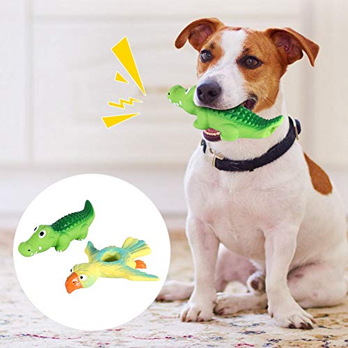 Juguetes para perros para masticadores agresivos pájaro con forma de cocodrilo que suenan los dientes protección de limpieza juguete de látex para morder para mascotas, gatos, perros pequeños