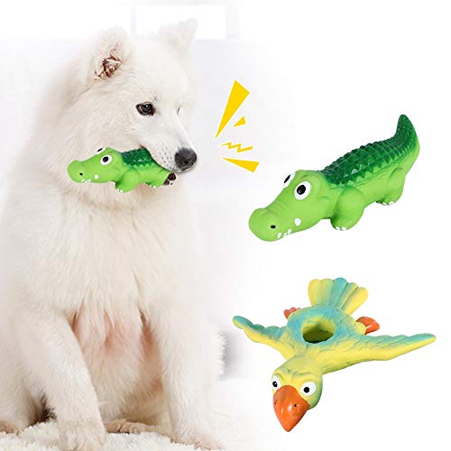 Juguetes para perros para masticadores agresivos pájaro con forma de cocodrilo que suenan los dientes protección de limpieza juguete de látex para morder para mascotas, gatos, perros pequeños