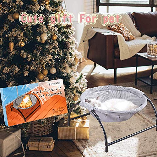 JUNSPOW Cama Gato, Excelente transpirabilidad Cama para Gatos, Hamaca Radiante Mascotas, Camas Ventana para Perros pequeños y Gatos Grandes(Gris)