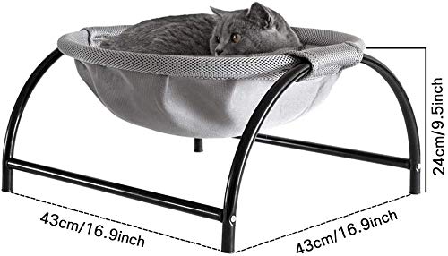 JUNSPOW Cama Gato, Excelente transpirabilidad Cama para Gatos, Hamaca Radiante Mascotas, Camas Ventana para Perros pequeños y Gatos Grandes(Gris)