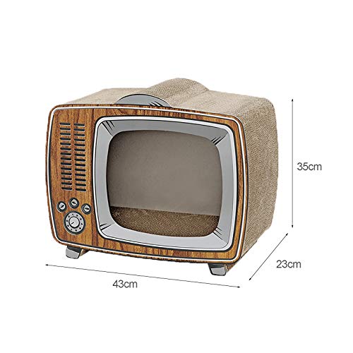 Junta arañazo de gato,gato de cartón reciclable Scratchers Retro TV en forma de cojín Rascar resistente a los arañazos Sofá cama for el gato,el protector for muebles Sofá Suelo Ecológico juguete