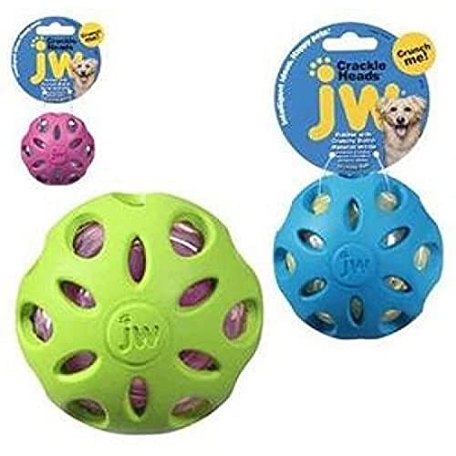 JW Crackle Heads Crunchy Ball - Botella de Agua con Sonido de Goma Duradera, tamaño Mediano - 7,6 cm