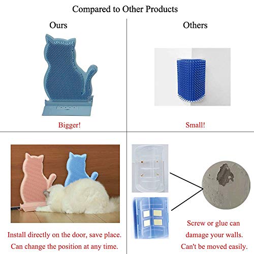 JWShang - Peluquería para Gatos más Grandes con peines de Masaje, peinadora de Esquina para Mascotas con Peine de Masaje, Controles de Cepillo de Aseo para vertido
