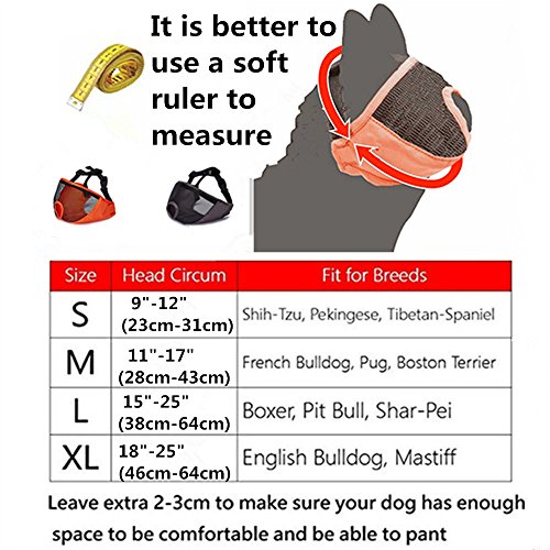 JYHY - Bozal Corto para Perro con Forma de Bulldog de Malla Transpirable Ajustable para mascarar, Cortar y Entrenar a Perros