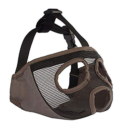 JYHY - Bozal Corto para Perro con Forma de Bulldog de Malla Transpirable Ajustable para mascarar, Cortar y Entrenar a Perros (S(9"-12"), Gris(Ojo))