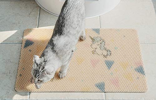 JYZT Alfombrilla De Gato Premium Estera De Alimentación para Gatos Resistente Al Agua No Tóxico Proteger Piso Y Alfombra Limpieza Fácil Almohadilla para Bandeja De Arena para Gatos M